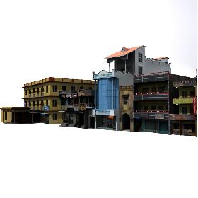 Group of Indian Buildings Low Poly